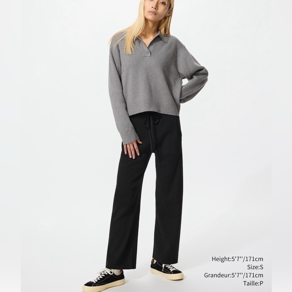 Uniqlo Black Rib Knit Pants and Long sleeve